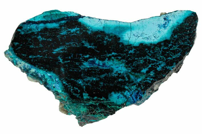 Vibrant Chrysocolla and Shattuckite Slab - Mexico #337006